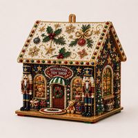 Kits de maison de Noël DIY perlés, ornements de village faits main en plastique et bois, décorations de Noël de table, magasin de jouets Casse-Noisette