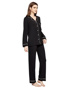 <span class=keywords><strong>Pigiama</strong></span> in lyocell di bambù imposta pigiameria abbottonata per <span class=keywords><strong>uomo</strong></span> e donna - Product Image 4