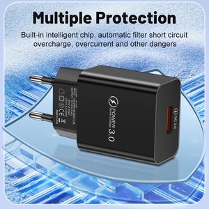 Chargeur mural USB QC3.0 de 18W, adaptateur de charge rapide pour <span class=keywords><strong>iPhone</strong></span> 13 12 <span class=keywords><strong>XS</strong></span> XR, Xiaomi, Samsung, HUAWEI, OPPO, prise d'alimentation de voyage - Product Image 3