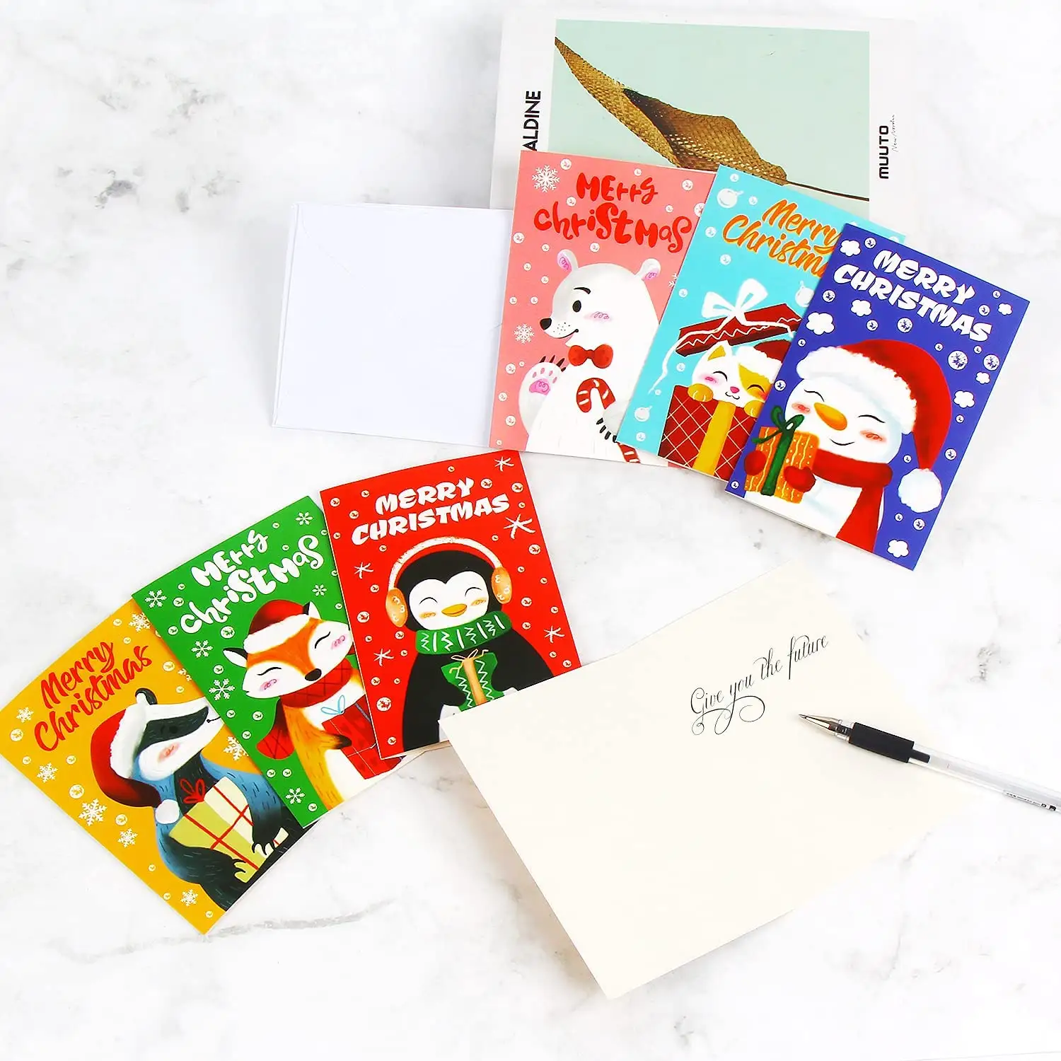 KYW Merry noel tebrik kartı Set davetiye tasarımı ile kış tatil kartı