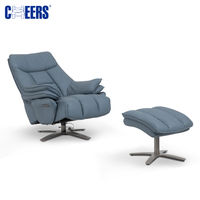 MANWAH CHEERS Nouveau canapé de luxe en cuir véritable Fauteuil inclinable pivotant électrique Canapé avec pouf et chargeur USB