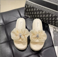 Sandales et mules fantaisie à nœud floral pour femmes, tendance mode estivale, mules compensées pour la plage