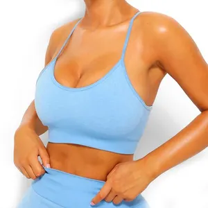 Cross Over Strap Style Sports Bra Sky Fit Seamfree Contrast Sports Bra