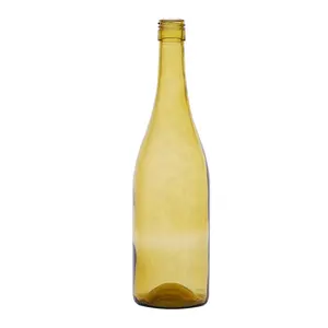 Botella de vino vacía, resistente a altas temperaturas, hoja muerta, verde Borgoña