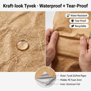 Sac isotherme moderne écologique en Tyvek, imperméable, pliable, sac à main thermique 20L avec fermeture éclair pour aliments - Product Image 4