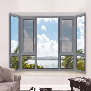 Finestre a impatto di uragano in alluminio finestre in vetro insonorizzate finestra a battente ad alta efficienza energetica