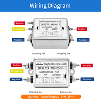 Filtre de puissance CC 250V à deux sections, type amélioré, réduction de bruit, OEM ODM disponible pour les équipements de communication et d'automatisation