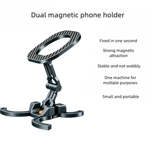 Support magnétique pour téléphone, rotation sur 5 axes, aimant puissant double face, 4 griffes anti-roulement, ultra fin 18 mm, pliable pour bureau, voiture, voyage - Product Image 6