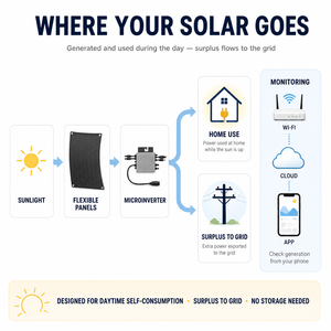 Kit de Paneles Solares Flexibles para Balcón con Montaje en Barandilla, Listo para Usar, con Abrazaderas de Acero Inoxidable y <span class=keywords><strong>Microinversor</strong></span> para Energía Solar Diurna - Product Image 4