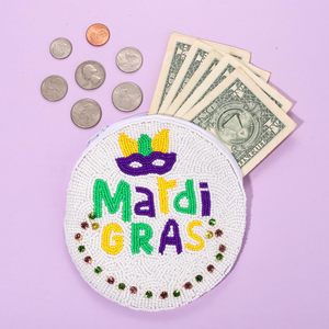 Portamonete fatto a mano Mardi Gras per le donne Unisex <span class=keywords><strong>piccolo</strong></span> portafoglio con cerniera e perline per festa di carnevale <span class=keywords><strong>NOLA</strong></span> porta borsa - Product Image 5