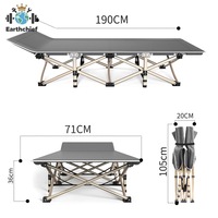 Lit pliant d'extérieur de haute qualité en aluminium, portable, pour le camping, le pique-nique, pour adultes, lit simple surélevé pour la sieste