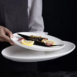 HoReCa-plato de cerámica ovalado para buffet, plato de porcelana de carga, plato de servicio al por mayor