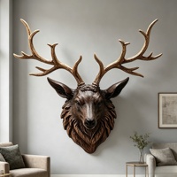 BZY Tête de cerf en résine personnalisable, style américain, luxe léger, décoration murale pour entrée de maison et mur de fond.
