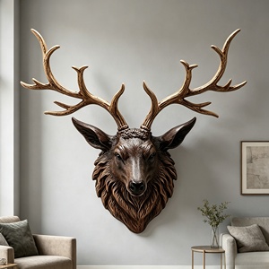 BZY Tête de <span class=keywords><strong>cerf</strong></span> en résine personnalisable, style américain, luxe léger, décoration murale pour entrée de maison et mur de fond. - Product Image 4