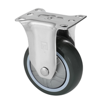 Roue pivotante en acier inoxydable étanche avec frein, roulement en PU 5 pouces vert foncé, verrouillage fixe, roulettes robustes en acier 304 avec roulements 6202