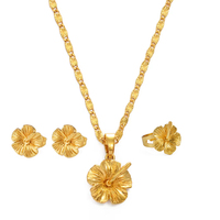 Ensemble collier et boucles d'oreilles tendance en cuivre à motif fleur d'hibiscus hawaïenne pour femme, inspiré des cadeaux de mariage de Guam, de la Micronésie et des îles Marshall