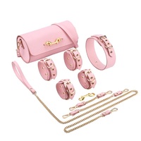 BDSM Leder Bondage Set, Bett rückhaltes ets mit Kragen und Leine Handschellen für Paare Sex Play