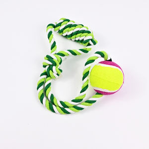 Vendita diretta della fabbrica cinese giocattoli per animali domestici giocattoli per cani divertenti giocattoli interattivi bella corda di cotone colorato cane che morde giocattolo con palla da tennis - Product Image 1