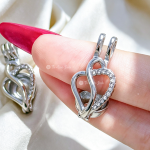 Muses Jewels Pendentif médaillon cage à perles creuses en forme <span class=keywords><strong>de</strong></span> cœur entrelacé en acier inoxydable incrusté <span class=keywords><strong>de</strong></span> diamants, fournitures pour la fabrication <span class=keywords><strong>de</strong></span> <span class=keywords><strong>bijoux</strong></span> DIY - Product Image 6
