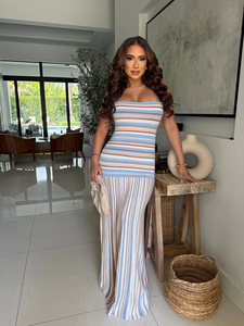 Vestidos a Rayas Dulces de Verano, Modernos para Mujer, Moda 2026, Vestido Maxi Colorido con Tirantes Finos para Vacaciones - Product Image 3