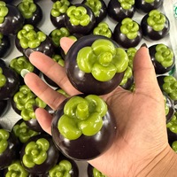 Juguete Blandito de Mangostán Realista Hecho a Mano con Forma de Fruta, Lentejuelas Brillantes, Bola Antiestrés para Apretar, Juguete Sensorial para Aliviar el Estrés, Regalo