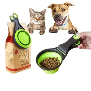 Multifunctional Folding Pet Bowl Dog Food Feeding Drinking Bowl Measuring Cup Silicone Portable Clip Bowl