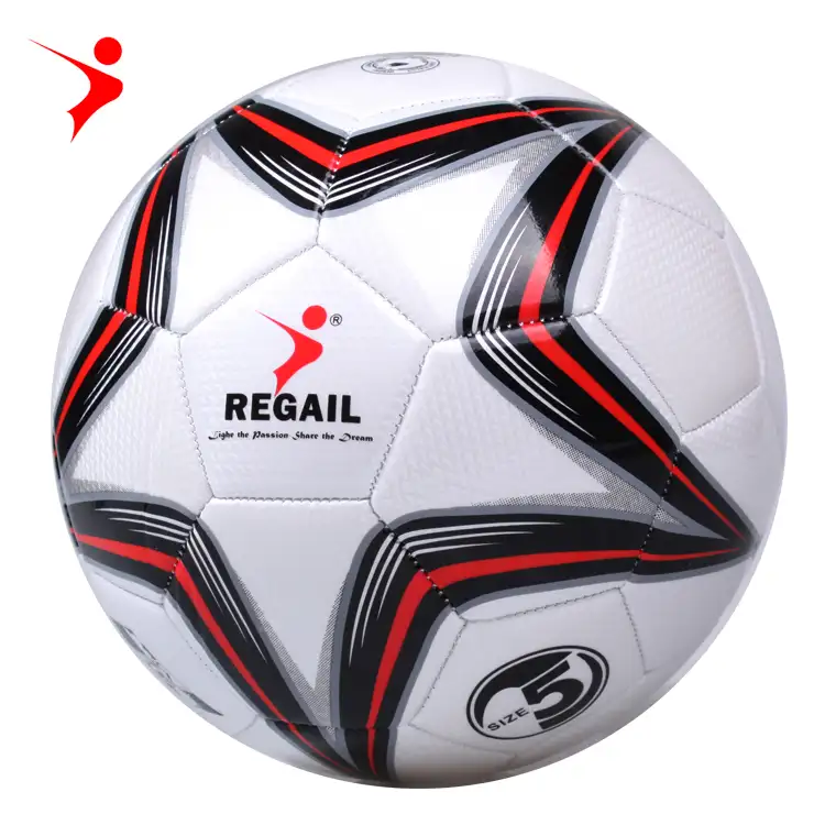 Regail ลูกฟุตบอลสำหรับเล่นฟุตบอล,ลูกฟุตบอลผิวเรียบพิมพ์ลายตารางขนาด5มาตรฐานดีไซน์จากแบรนด์ Oem เอฟเฟกต์3D