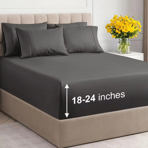 <strong>Extra</strong> <strong>Deep</strong> <strong>King</strong> <strong>Sheet</strong> Set -6 Piece Breathable Cooling Microfiber <strong>Sheets</strong> Hotel Luxury Bedding Set w 18-24 Inch <strong>Extra</strong> <strong>Deep</strong> Pockets - Product Image 1