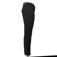Jean en coton délavé coupe droite, respirant, style urbain, décontracté, extensible, broderie unie, bouton, printemps