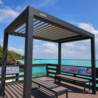 Pergola en aluminium Jiake 6063-T5 avec toit à lames motorisées pour terrasse de massage, jardin, patio, gazebo extérieur, pavillon, terrasse
