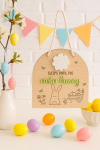 Party Decor <b>Egg</b> <b>Hunt</b> Countdown Sign-Plywood & Acrylic Indoor Hanging Display With <b>Easter</b> Bunny Visits Message - Product Image 4