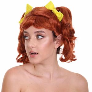 Pelucas <span class=keywords><strong>de</strong></span> <span class=keywords><strong>cabello</strong></span> <span class=keywords><strong>humano</strong></span> hasta los hombros para mujer, peluca <span class=keywords><strong>de</strong></span> fiesta <span class=keywords><strong>de</strong></span> Halloween, <span class=keywords><strong>coletas</strong></span> <span class=keywords><strong>de</strong></span> cabeza roja con cintas amarillas, peluca - Product Image 6