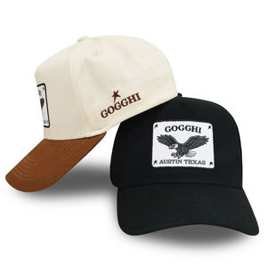 Casquette de baseball américaine beige-brun bicolore à 5 panneaux, logo personnalisé imprimé, chapeau de soleil rétro pour hommes et femmes - Product Image 1