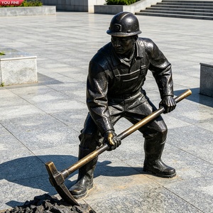 Statua di Minatore in Bronzo YOUFINE a Grandezza Naturale, Scultura di Operaio per Piazze Pubbliche e Parchi Industriali - Product Image 5