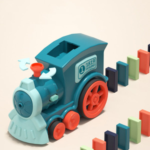Jouet d'empilage de dominos automatique lumineux et sonore pour enfants, train de dominos électrique en plastique éducatif de haute qualité - Product Image 6