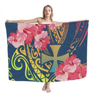 Banderas De países Para Mujer, Traje De baño Para Mujer 2022, pared Tribal polinesiana e Islas <span class=keywords><strong>Futuna</strong></span>, impresión hibisco Fuchsia, Sarong personalizado - Product Image 6