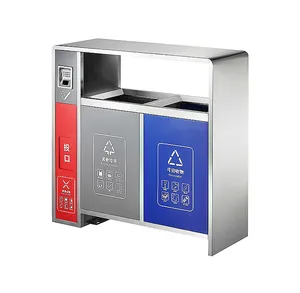 Hot Sale Large Storage Double Separate Bin with Ashtray Hotel Stainless Steel Recycling Outdoor Trash Can