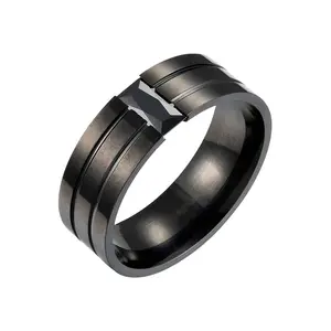 Hot Style Recommends Personalized Stainless Steel Men's Ring Black Zircon Tide Men's Single Body Ring