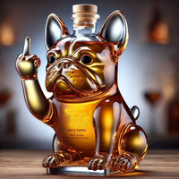 Vente en gros de mini-bouteilles de vin en verre transparent de 300 ml, style chat, pour liqueur, whisky, vin rouge, décanteur en forme de chien ou de canard