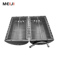 Barbecue portable pliable de haute qualité pour l'extérieur, avec poignée résistante à la chaleur, pour grillades et fumage au charbon de bois noir