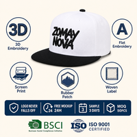 Casquette Snapback à Visière Plate, Six Panneaux Structurés, Broderie 3D, Lettrage, Fermeture Snap Réglable, Logo Personnalisé, Vente en Gros, OEM, Faible MOQ