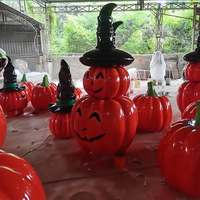Décoration d'extérieur Citrouille d'Halloween, Ornement Créatif Citrouille Sorcière, Décoration de Fête à Domicile, Sculpture d'Halloween en Résine de Fibre de Verre