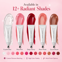Brillo Labial Líquido Vegano Natural de Larga Duración, Hidratante y Humectante, con Vitamina E, Etiqueta Privada Personalizada, Alto Brillo