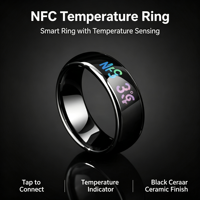 Bague intelligente NFC en céramique haut de gamme personnalisée, puce NTAG216 CUID, RFID passif, affichage de la température, pour contrôle d'accès