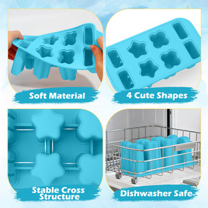Forma de Silicone para Sorvete Livre de BPA com 8 Cavidades e <span class=keywords><strong>4</strong></span> Formatos, Bandeja Reutilizável para Picolé com Tampa - Product Image 5