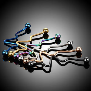 Barre en acier chirurgical 316L en forme <span class=keywords><strong>de</strong></span> zigzag, barre industrielle avec boucle en forme <span class=keywords><strong>de</strong></span> cœur, <span class=keywords><strong>piercing</strong></span> industriel, <span class=keywords><strong>piercing</strong></span> d'<span class=keywords><strong>oreille</strong></span>, bijoux <span class=keywords><strong>de</strong></span> corps avec CZ - Product Image 5