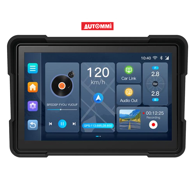 7-Inch GPS Navigator for Motorcycles-Waterproof Android with CarPlay Mirror Link Remote Control Split Screen & Worldwide Map