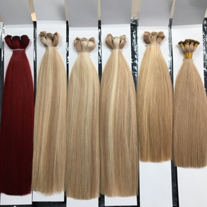 Extensiones de Cabello Humano Virgen Europeo Ruso de Primera Calidad, Tejido a Máquina, Duración de 1 Año, Color Rubio con Mechas, Mechones Finos - Product Image 1