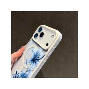 Funda Transparente con Anillo Magnético y Diseño de Flor de Lirio Azul para iPhone 17 16 15 14 13 12 Pro Max, Carcasa de PMMA Transparente - Product Image 3