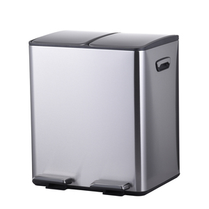 30L Mềm Đóng Cửa Tái Chế Bin Với 2 Ngăn Thép Không Gỉ Retangular Thùng Rác Có Thể Gập Lại Đạp Bin Wbs150l30 - Product Image 1